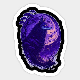 Night Wolf in full moon Sticker